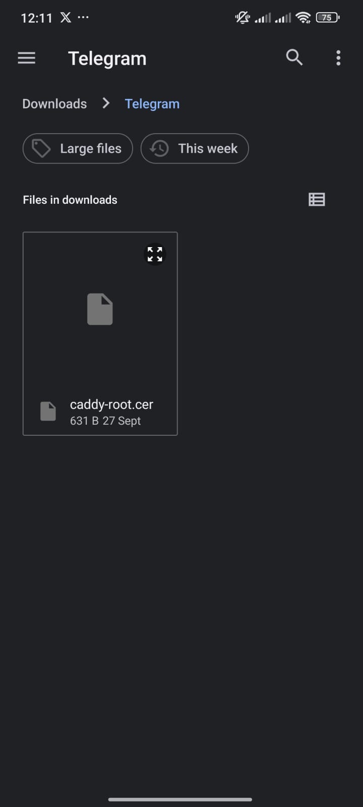 Ejemplo de no tener instalado el certificado en el dispositivo