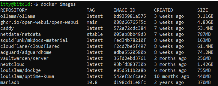 docker images