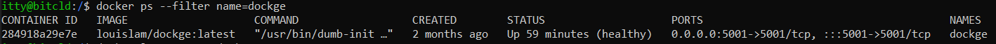 docker ps --filter name=dockge